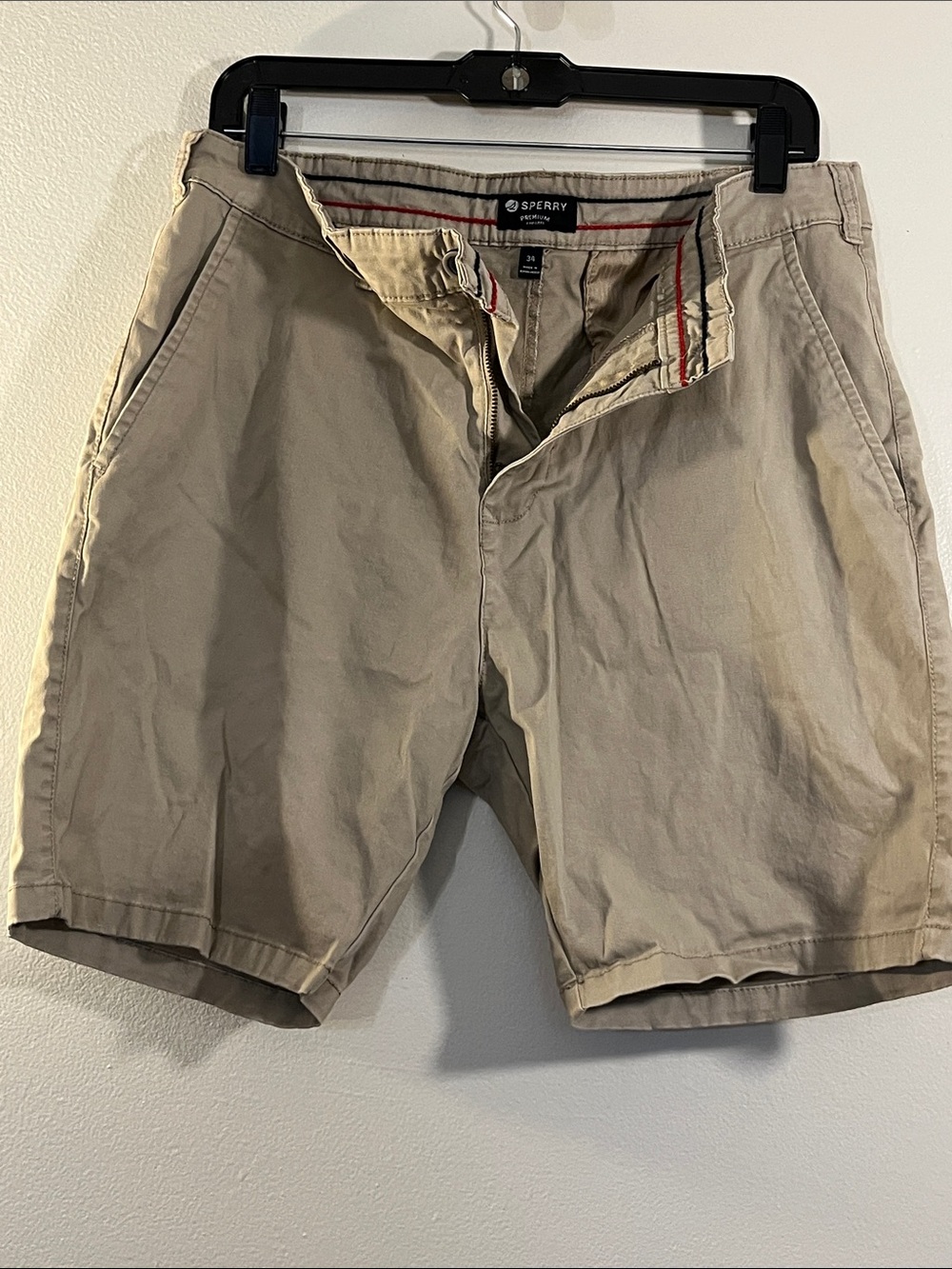 Sperry Men's Khaki Flat Front Cotton Shorts